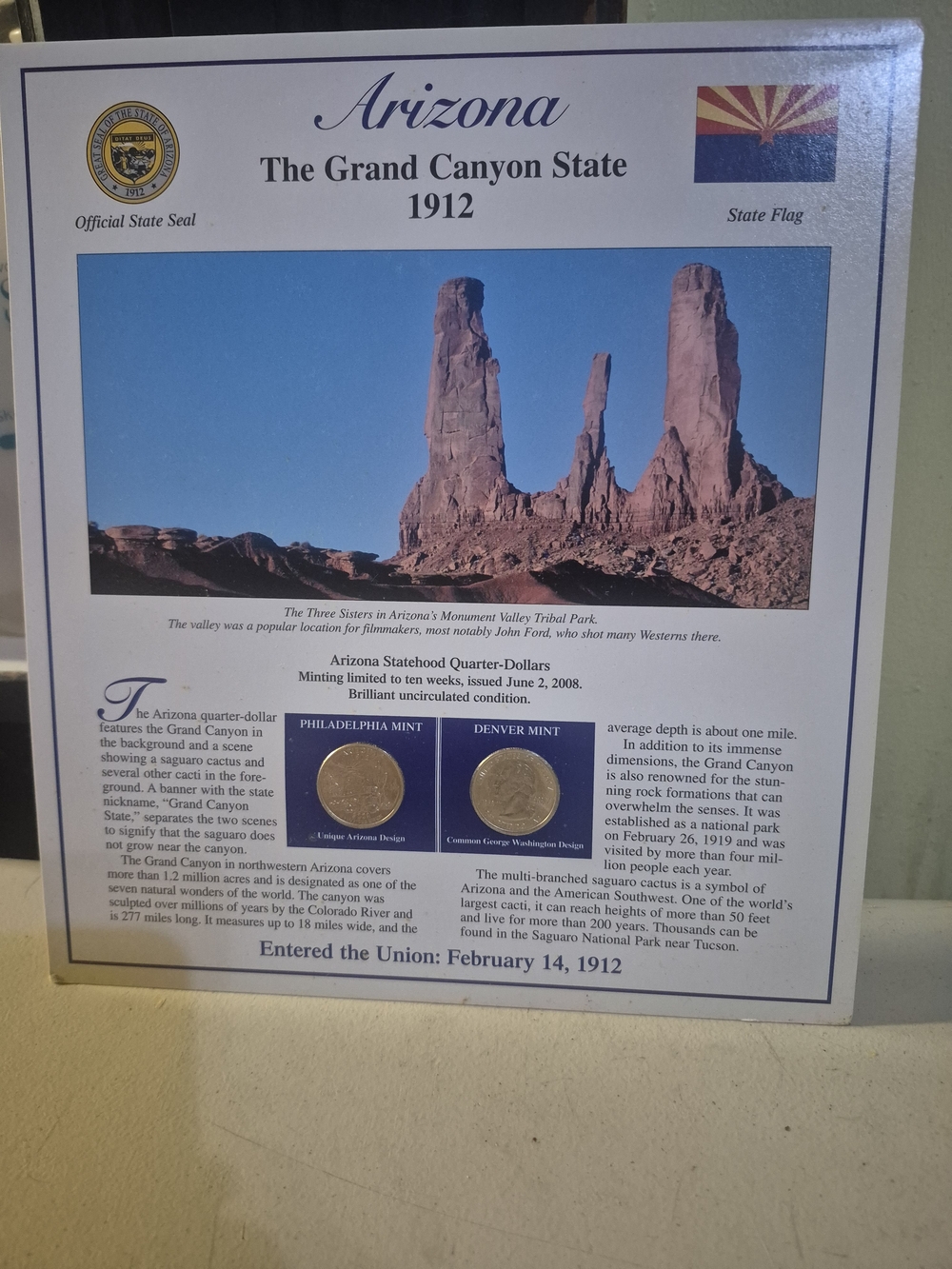 Arizona And Kansas Statehood Quarters And Stamps